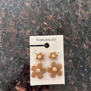 Francesca's Collections Tan Flower Earrings